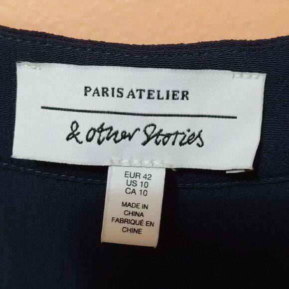 &Other Stories Blue Embroidered Maxi Dress sz 10 - Picture 5 of 13